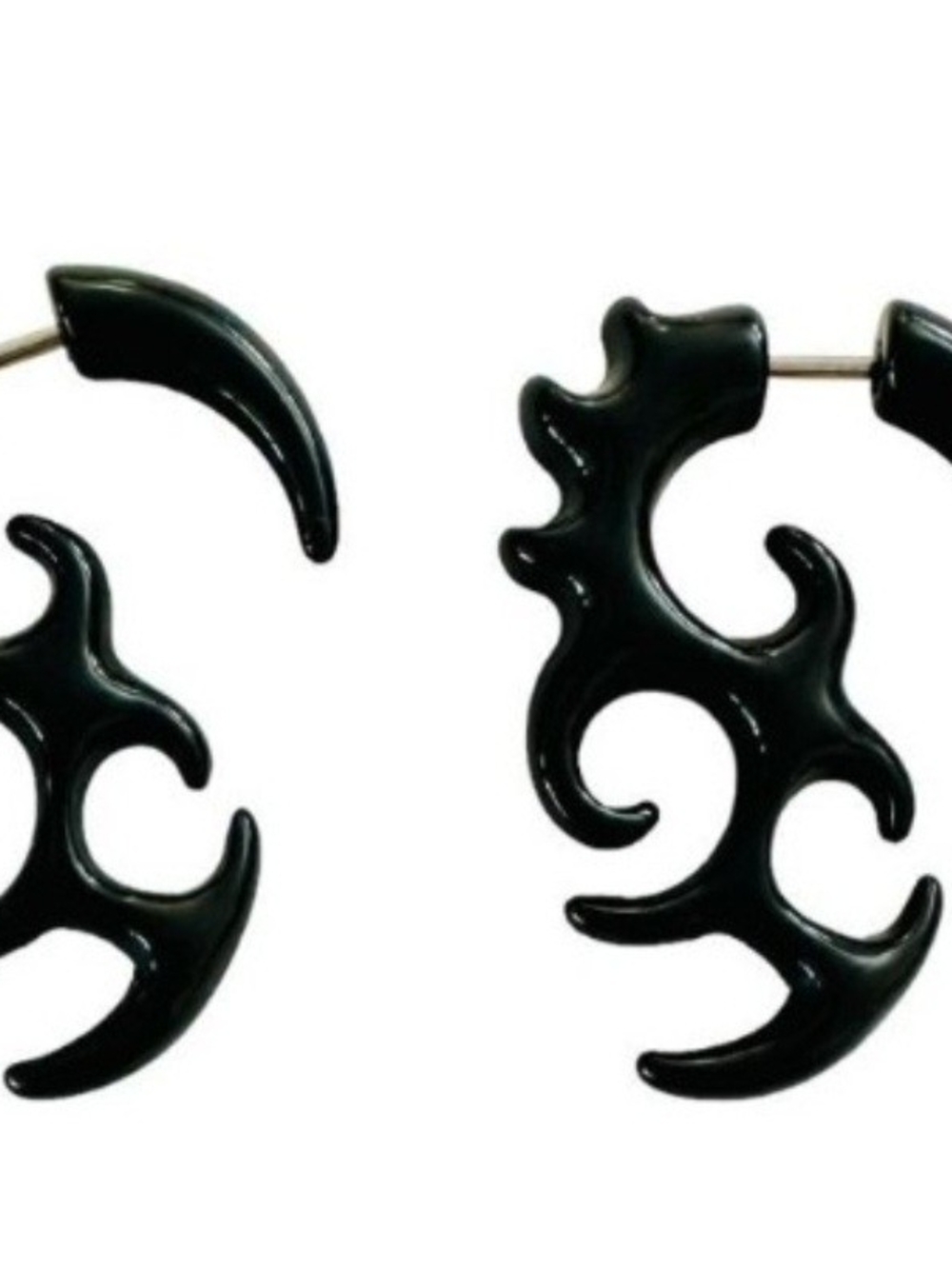 Black Tribal Flame Hoop Earrings